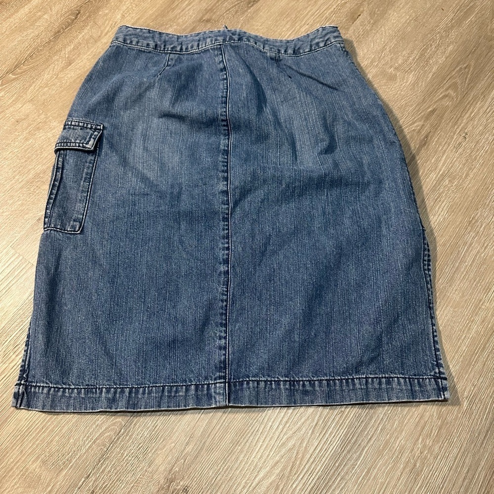 Y2K London Jean Cargo Denim Mini Skirt Low Rise 2000s Utility Jean Skirt Size 4 - Picture 4 of 6